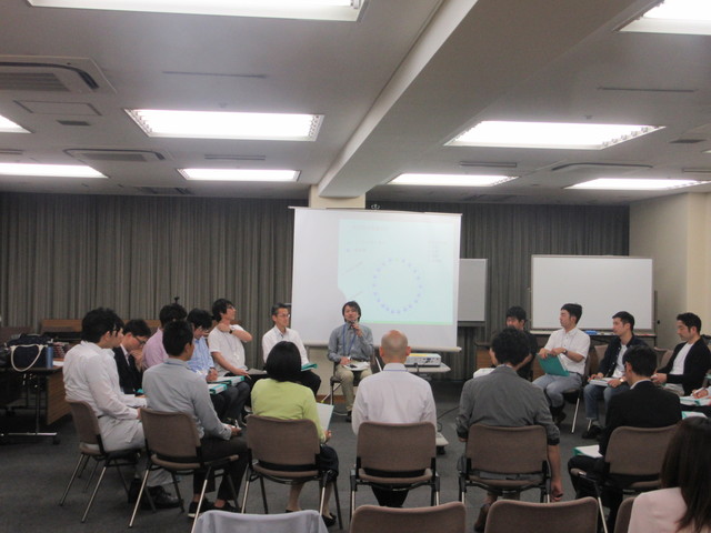 車座での他己紹介シーン